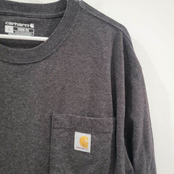 Carhartt Mens Long Sleeve Shirt Size Large Loose Fit Work Outdoor Gray - Picture 2 of 7